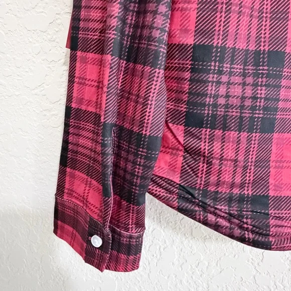 Forever 21 Womens Red Plaid Fleece Lined Button Down Long Sleeve Shirt Large NWT - Picture 7 of 15